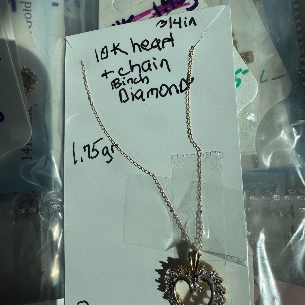 10K Gold Heart Pendant Necklace with authentic Diamond stamped and tested